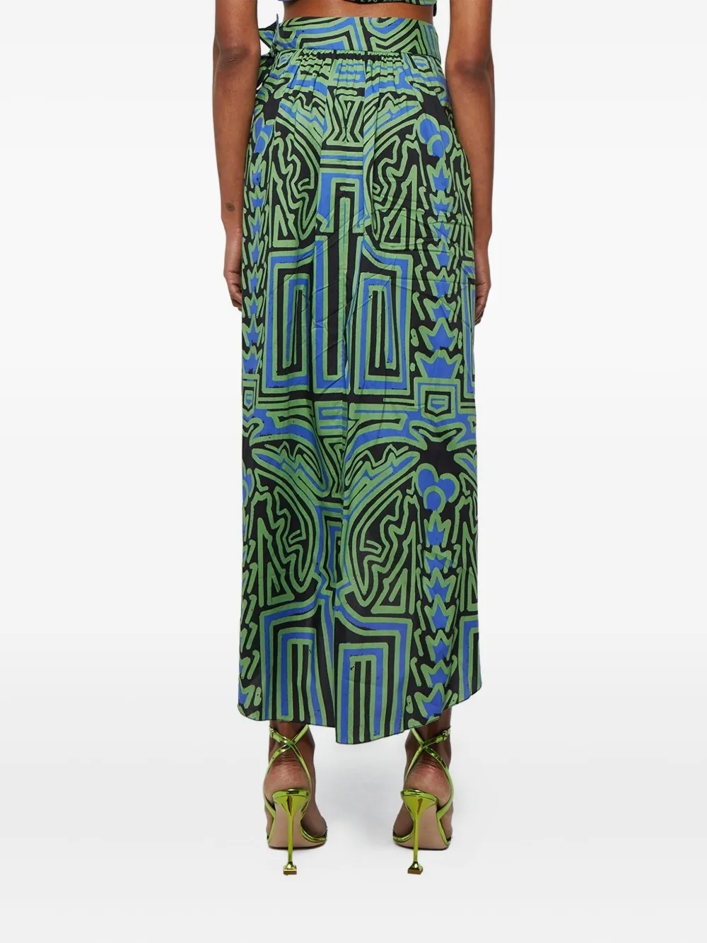 Johanna Ortiz Abstract-print Wrap Midi Skirt In Multi