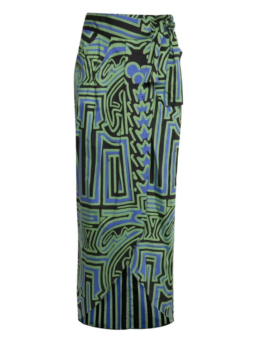 Johanna Ortiz Abstract-print Wrap Midi Skirt In Multi