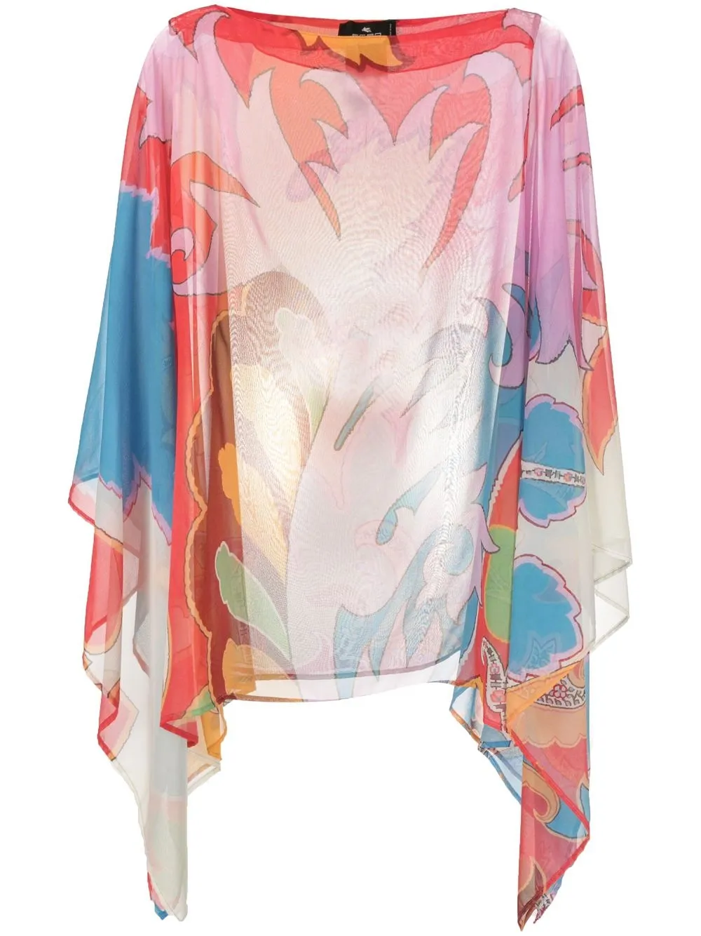 Etro Floral Paisley-print Semi-sheer Kaftan In Neutrals