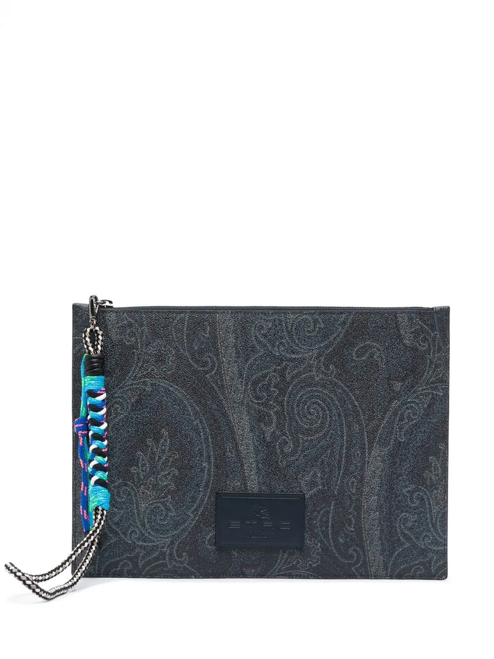 

ETRO leather paisley-print clutch bag - Black