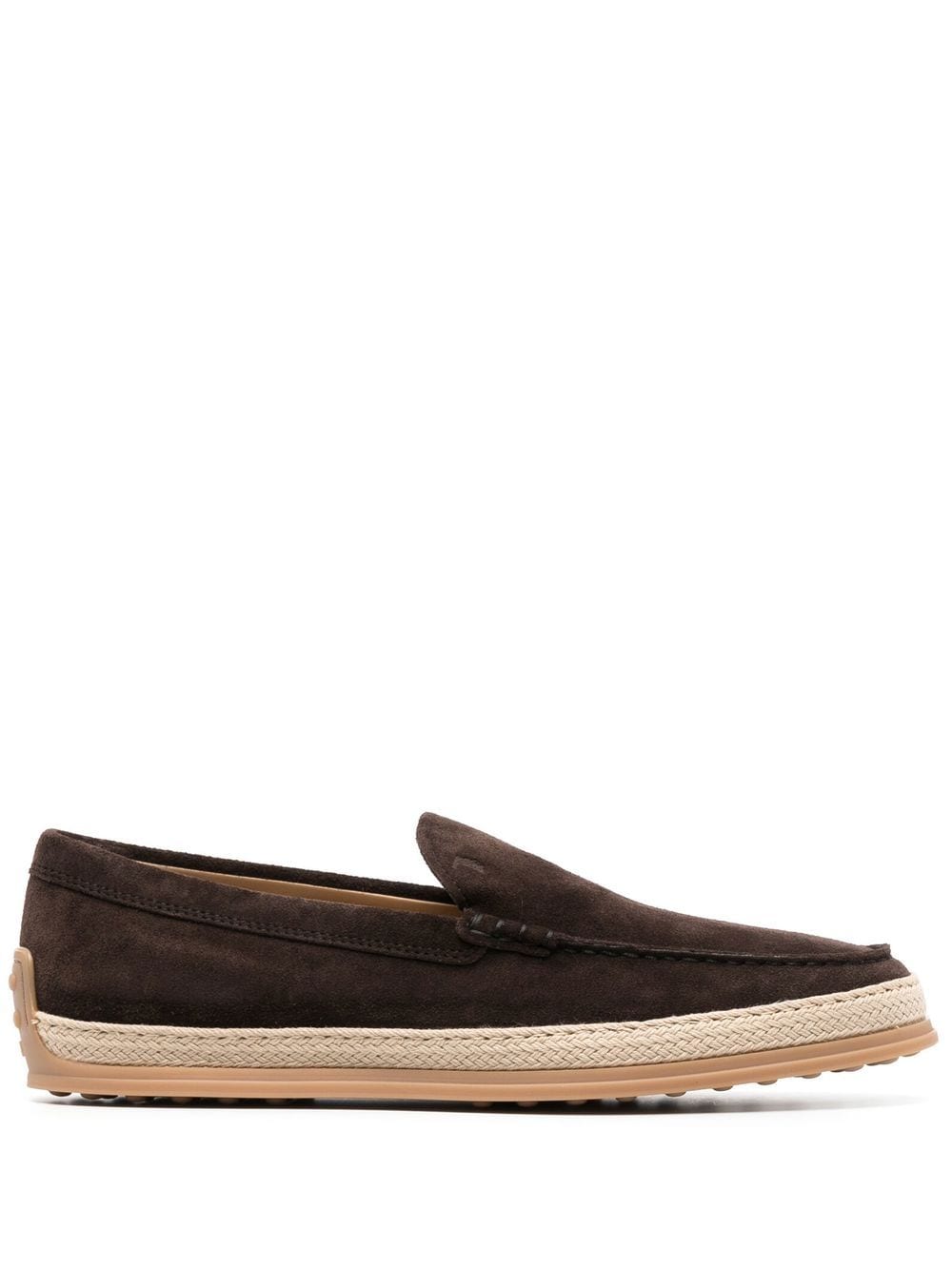 Shop Tod's Raffia-sole Suede Loafers In Black
