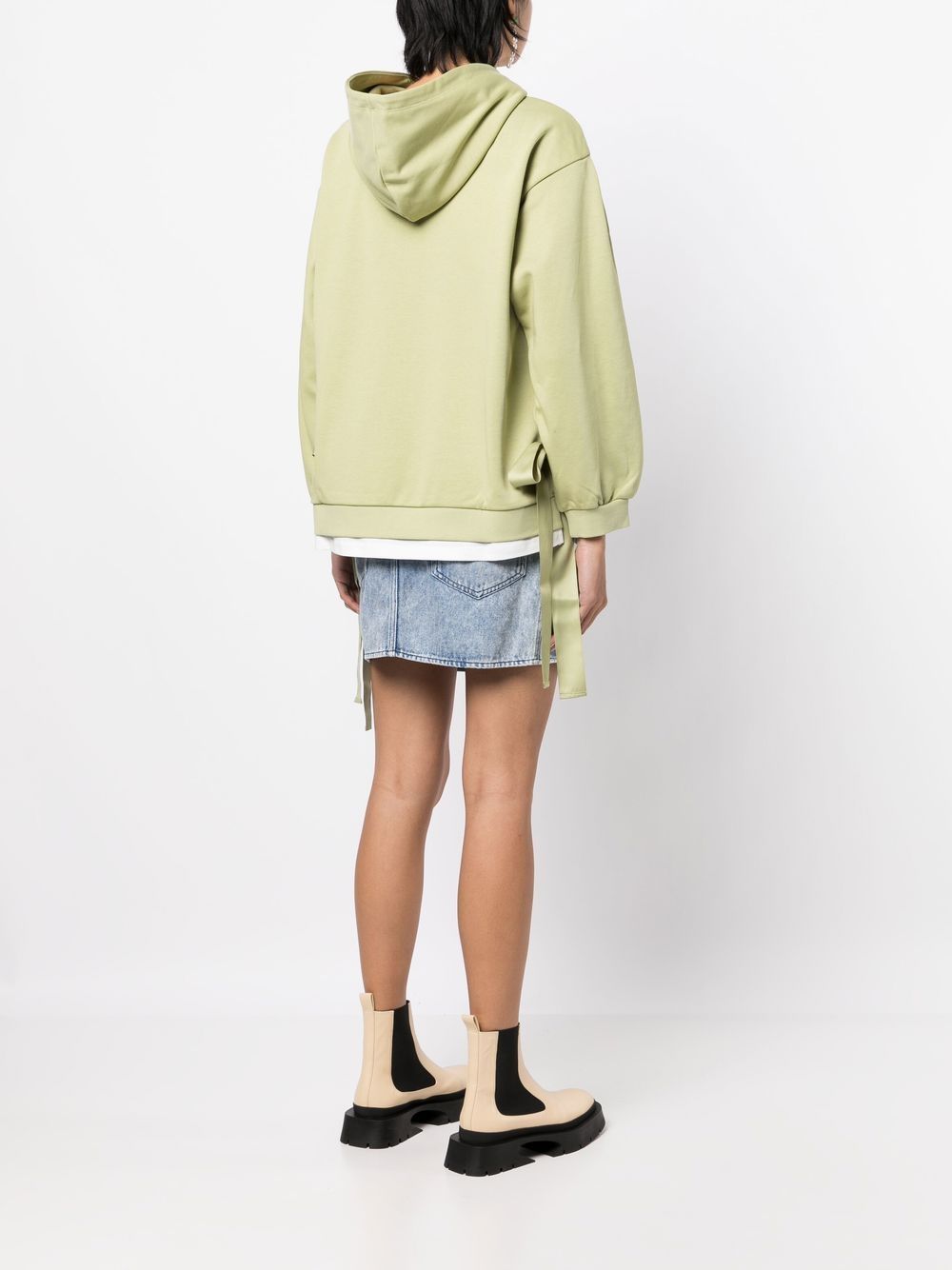 Shop B+ab Side-tie Cotton Hoodie In Green