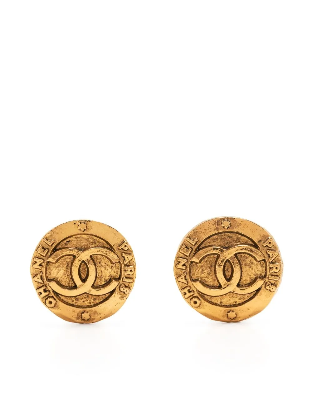 

CHANEL Pre-Owned 1993 CC button clip-on earrings - Gold