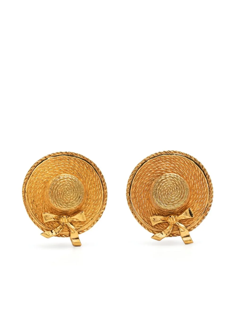 

CHANEL Pre-Owned 1990-2000s hat clip-on earrings - Gold