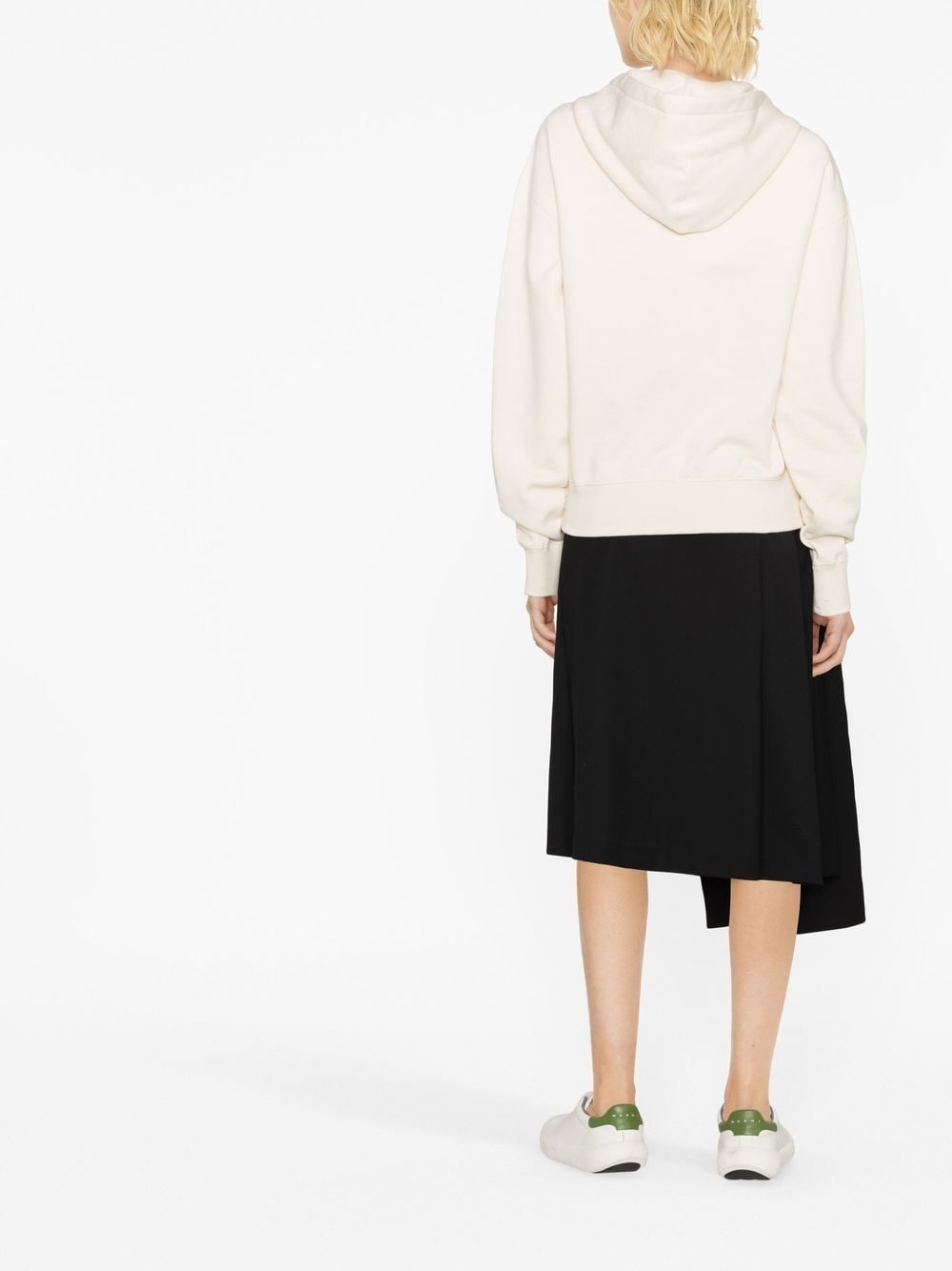 Shop Jil Sander Logo-patch Drawstring Hoodie In Neutrals