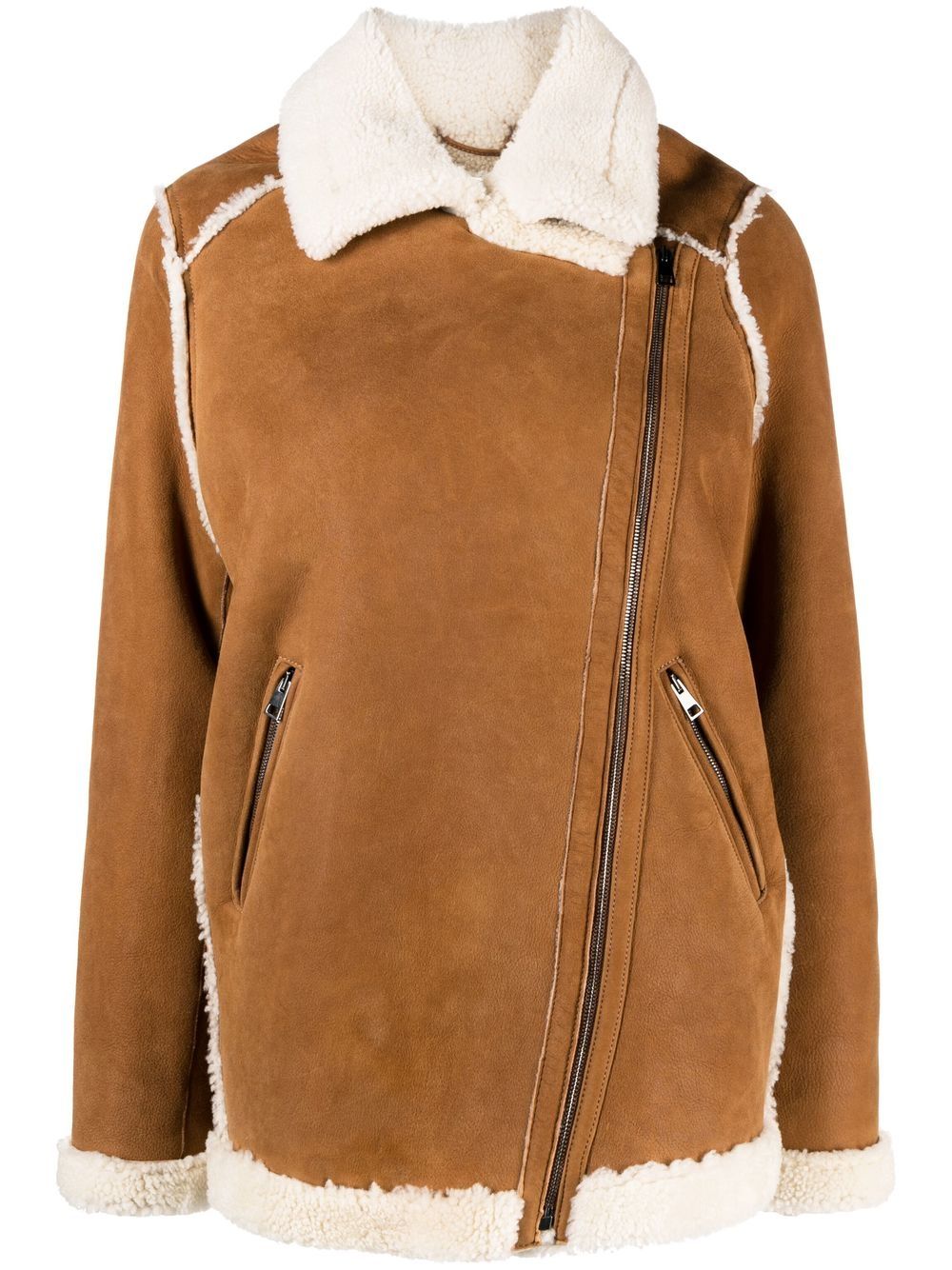 

Simonetta Ravizza shearling asymmetric jacket - Brown