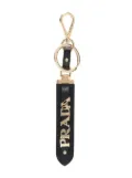 Prada logo-lettering leather keychain - Black