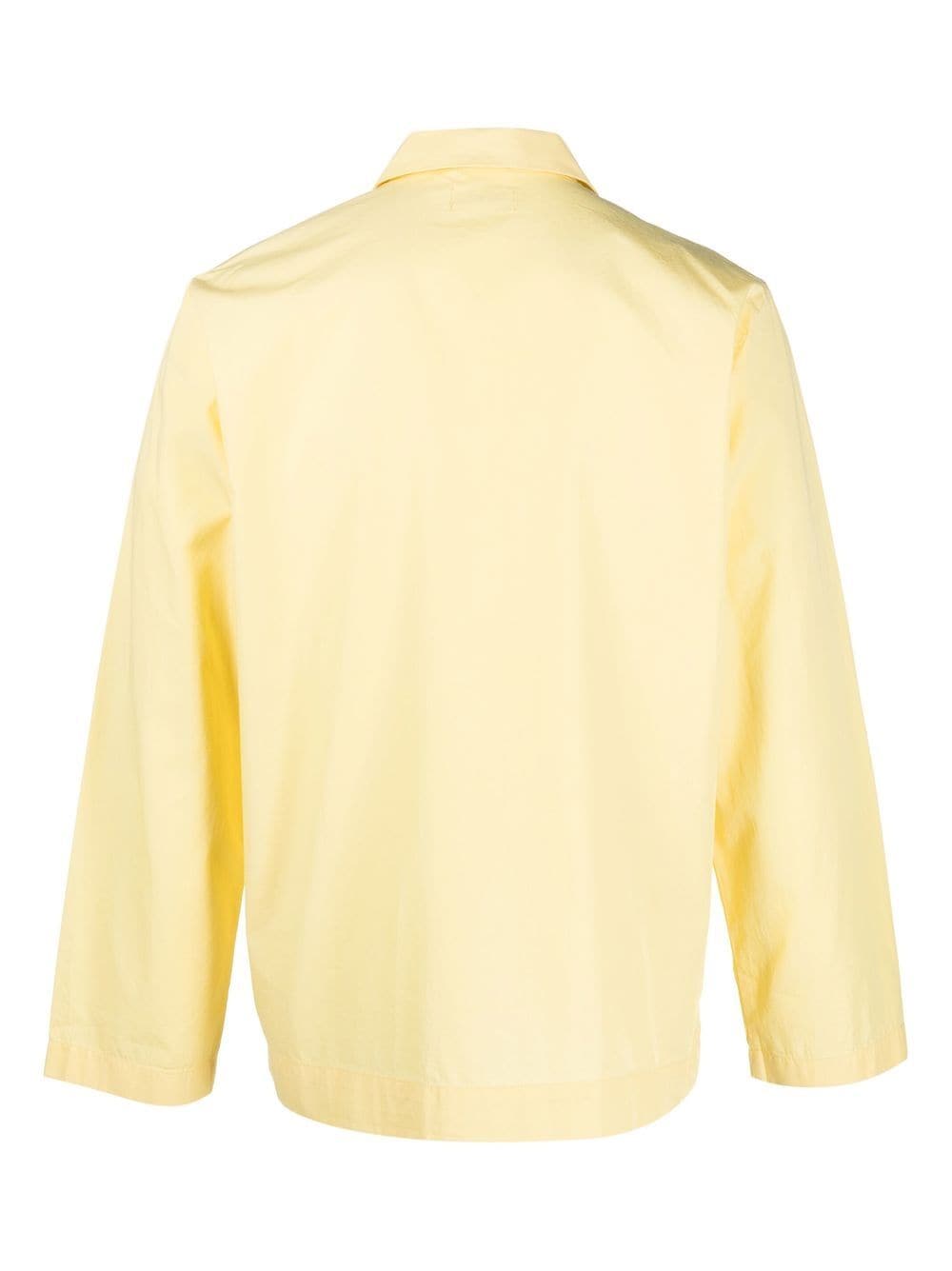 Shop Tekla Poplin Pajama Shirt In Yellow