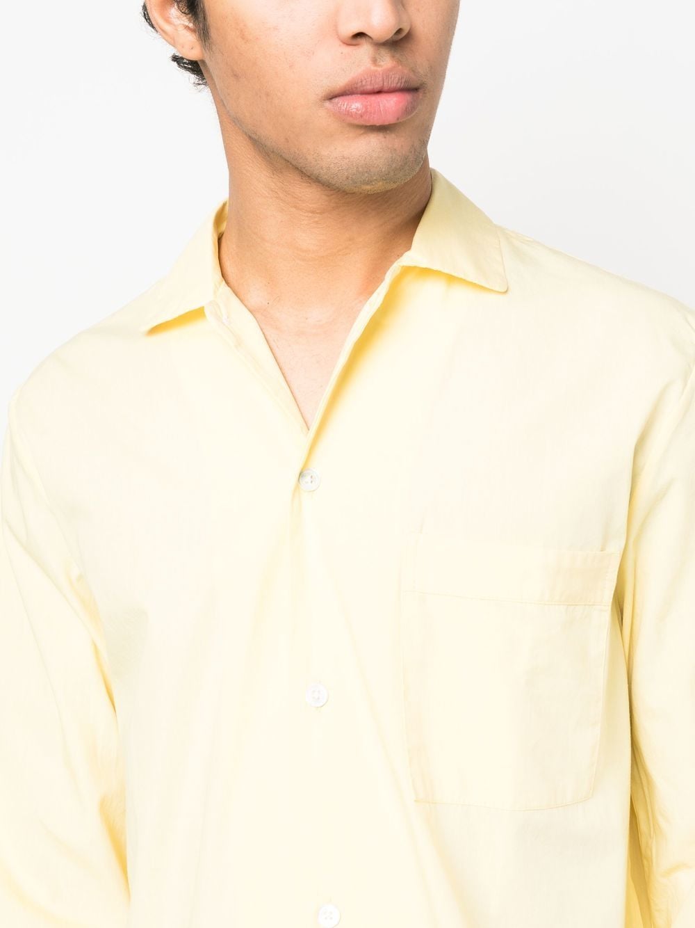Shop Tekla Poplin Pajama Shirt In Yellow