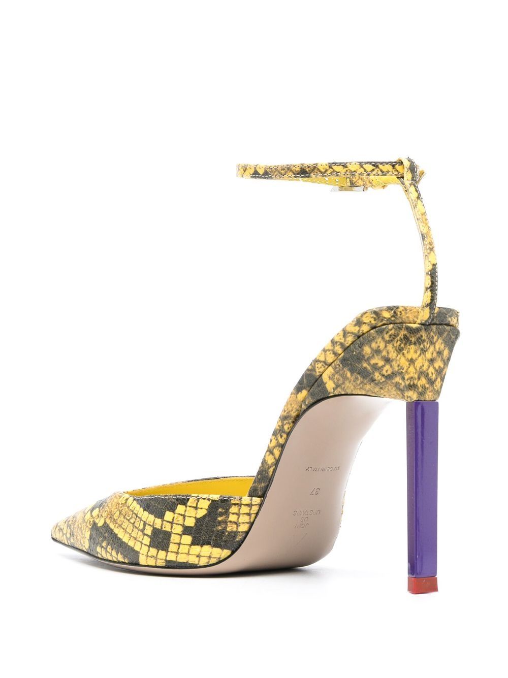 Shop Attico Perine 110mm Snakeskin-effect Pumps In Yellow