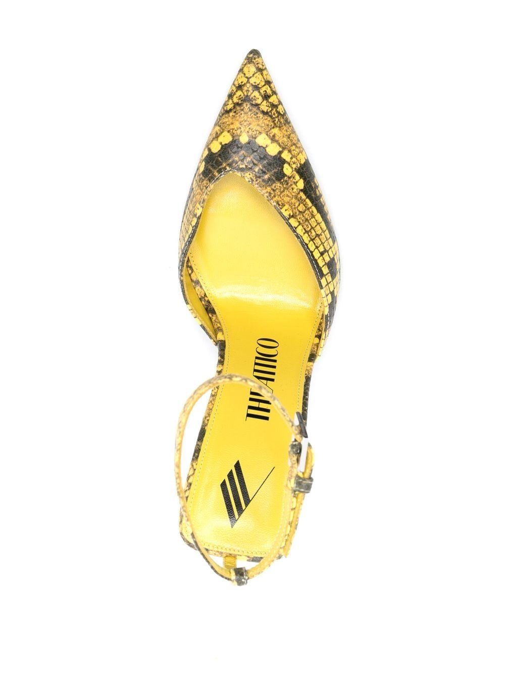 Shop Attico Perine 110mm Snakeskin-effect Pumps In Yellow