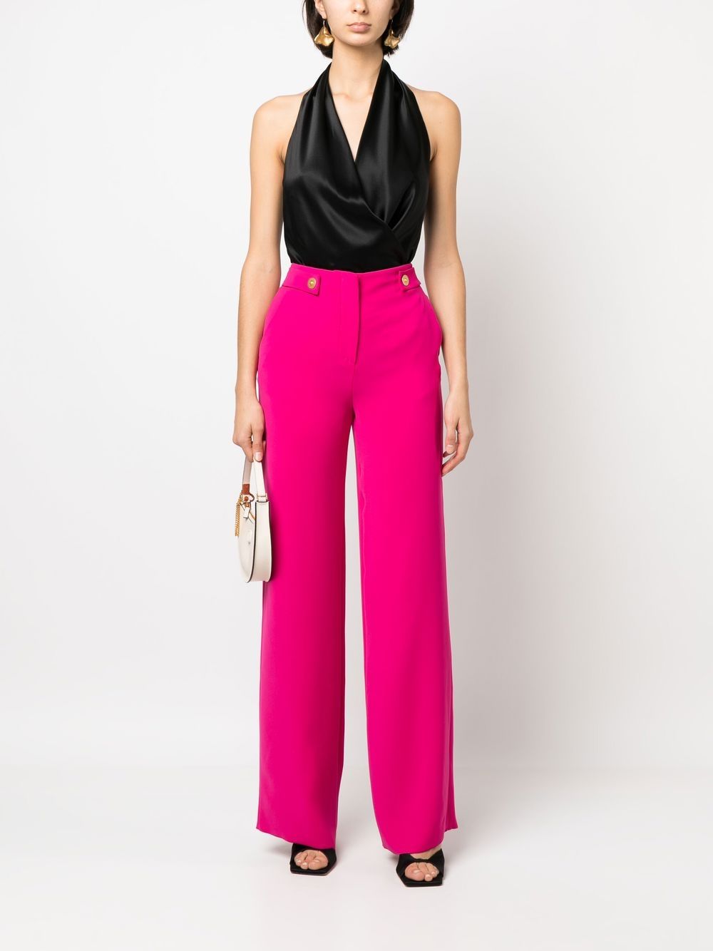 Shop Giorgio Armani High-waist Wide-leg Trousers In Pink