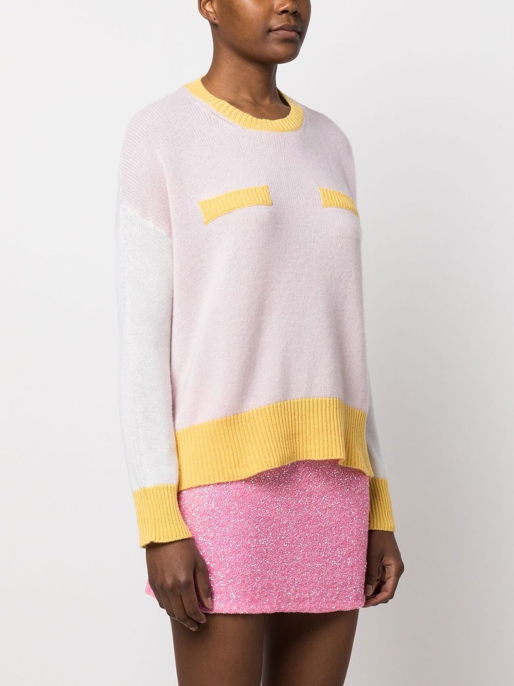 Shop Marni Colour-block Cashmere Jumper In Pink