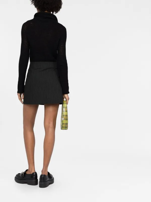 GANNI A-line Pinstripe Miniskirt | Black | FARFETCH IN