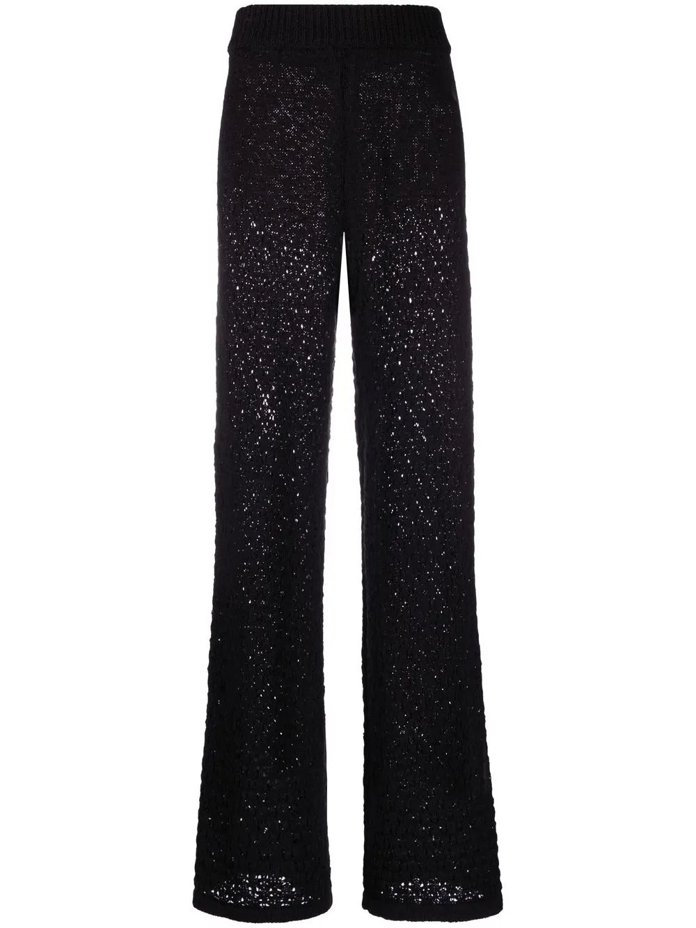 

ROTATE loose-knit high-waisted trousers - Black