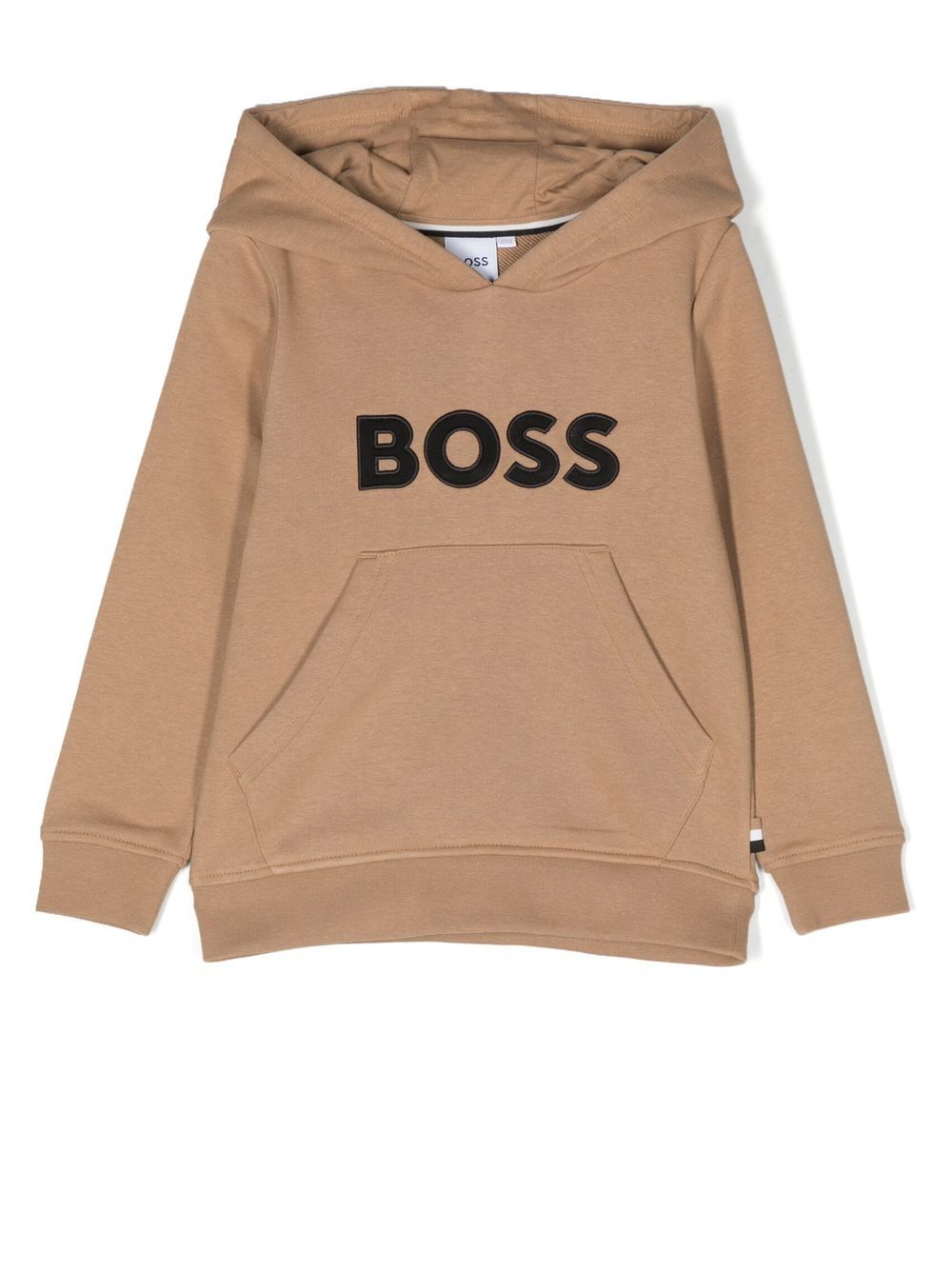 Bosswear Kids' Logo-embroidered Cotton Hoodie In Neutrals