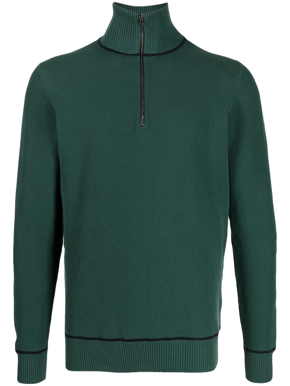 Pringle Of Scotland Half-zip Cotton Jumper In Forest_green