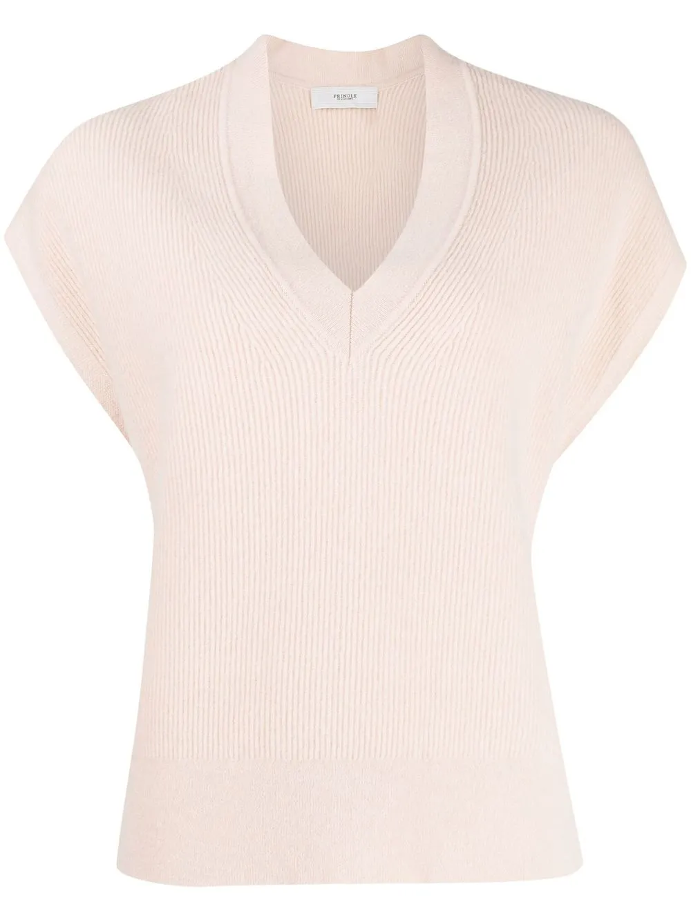 Pringle Of Scotland V-neck Short-sleeved Knitted Top In 白色