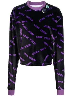 Liberal Youth Ministry all over logo print Velvet Sweatshirt