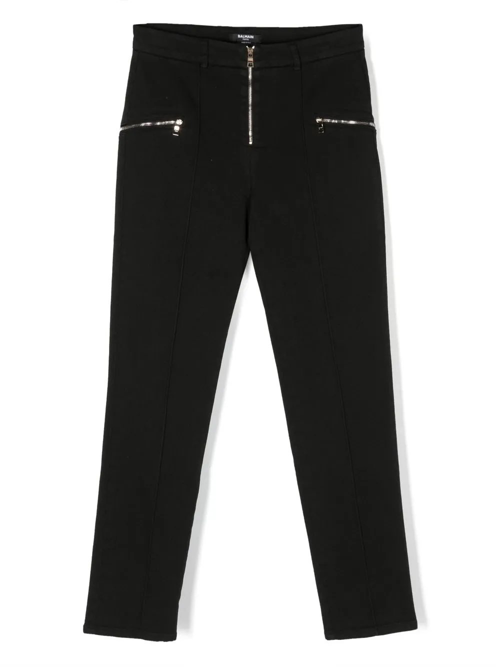 balmain kids pantalon droit à taille haute - noir