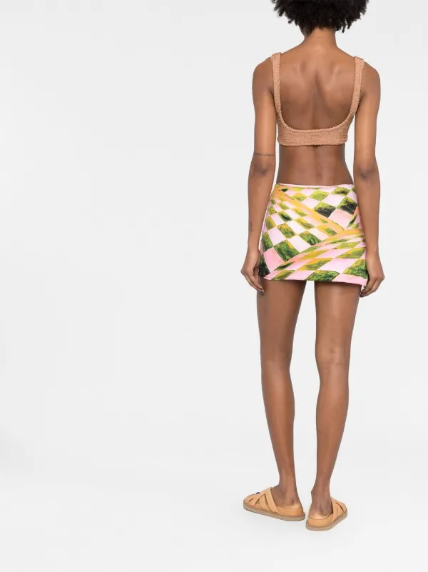 【関税込み】Louisa Ballou ミニスカート Louisa Ballou Coastline abstract-print Miniskirt | Pink