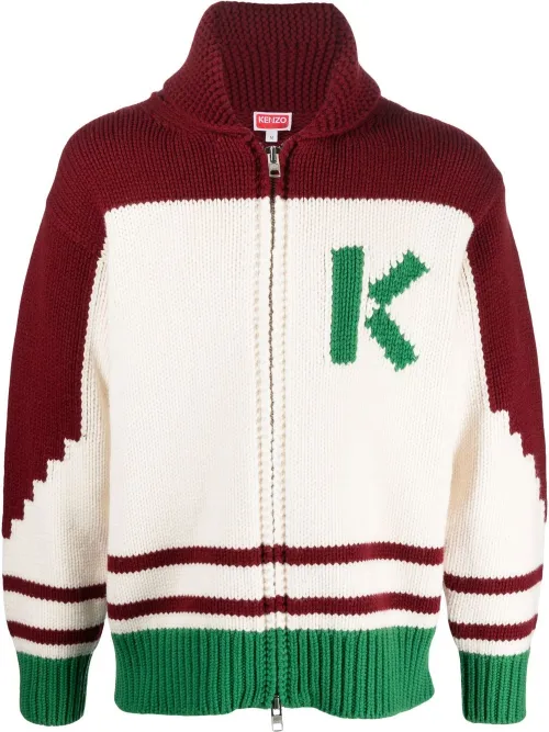 Cardigan en laine à fleurs en intarsia - Kenzo - Modalova