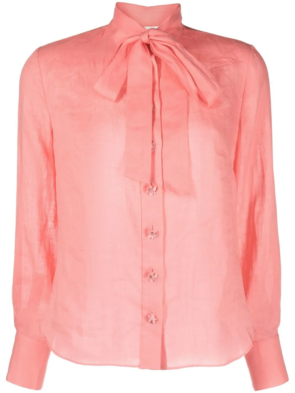 

ZIMMERMANN tie-neck ramie blouse - Pink