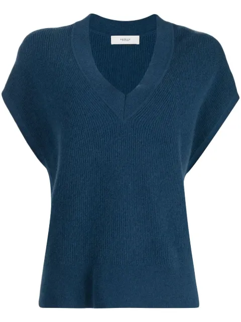 Pringle of Scotland top tejido de canalé con cuello en V