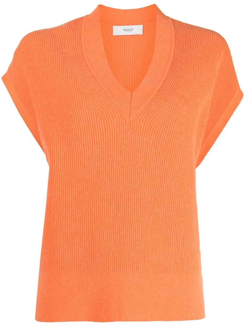 

Pringle of Scotland V-neck ribbed knitted top - Orange