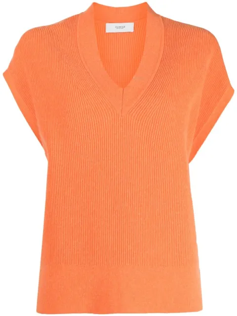 Pringle of Scotland top tejido de canalé con cuello en V