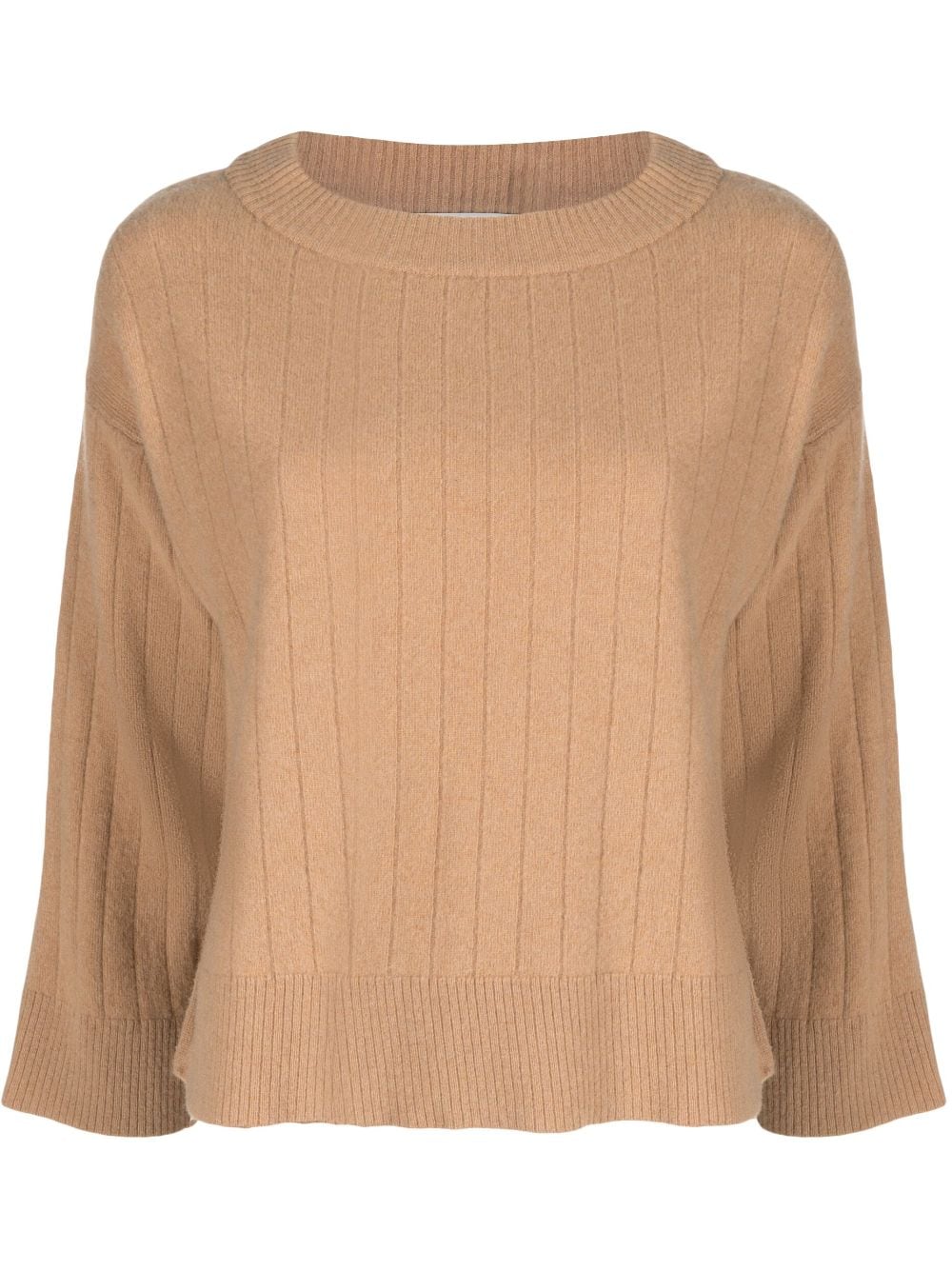 Pringle Of Scotland Ribbed Wide-neck Jumper In Brown