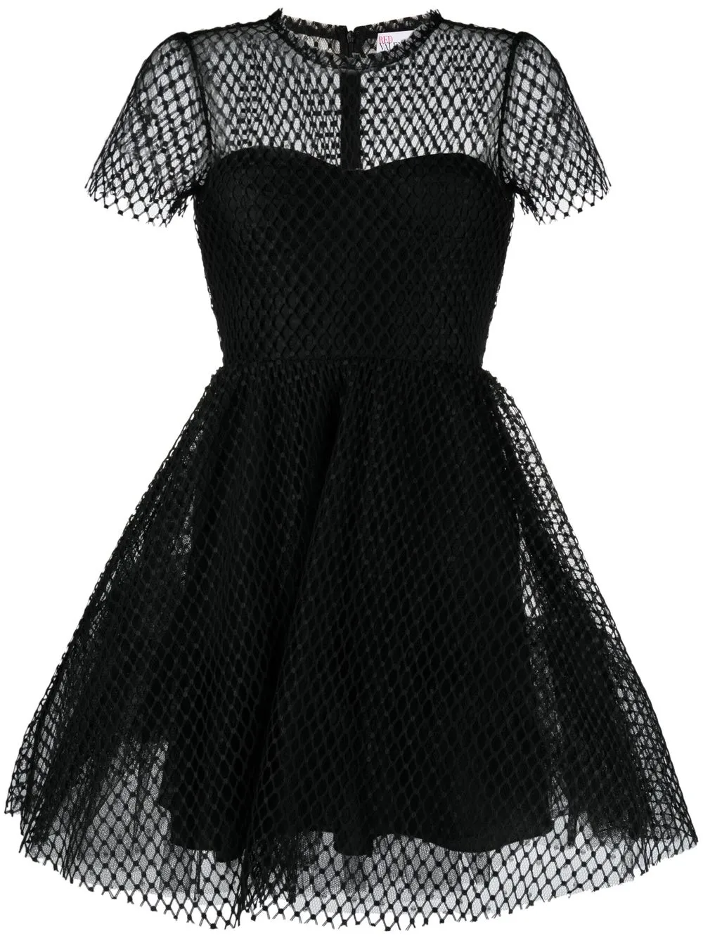 

RED Valentino vestido corto de malla manga corta - Negro