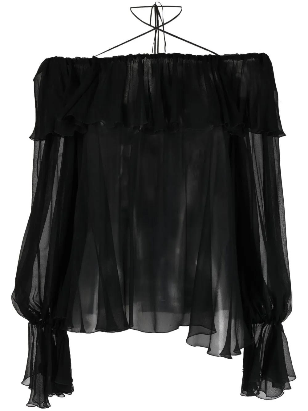 Blumarine blouse nouée à volants - Noir Top Merken Winkel