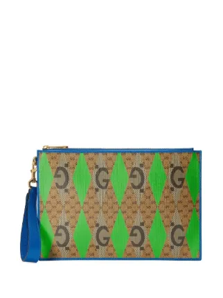 Gucci rhombus-print Monogram Clutch Bag - Farfetch