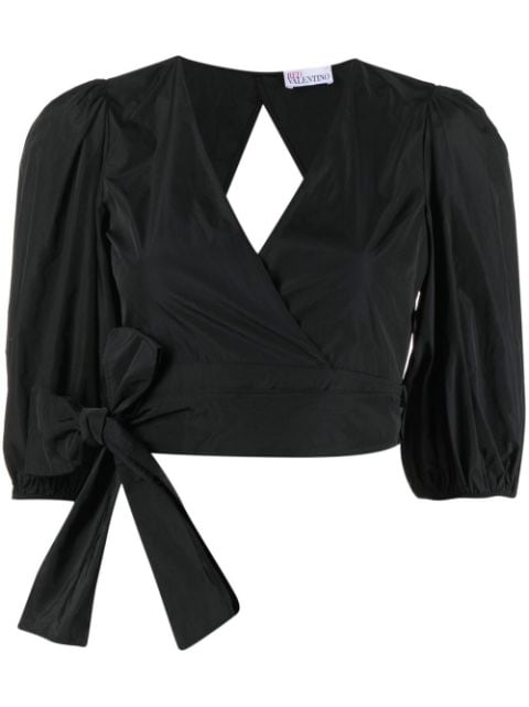 RED Valentino V-neck cropped wrap blouse