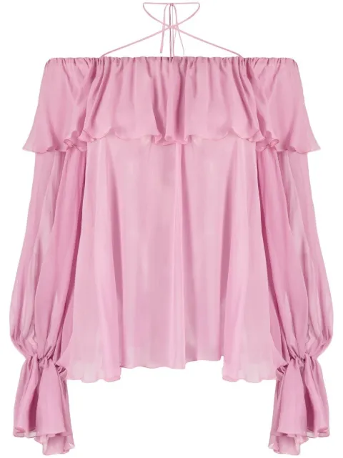 Blumarine ruffled-trim tie-fastening blouse