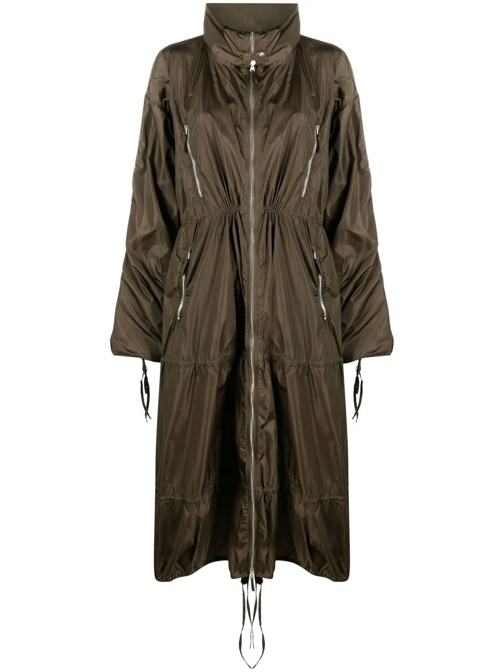 

Jean Paul Gaultier long gathered A-line coat - Green