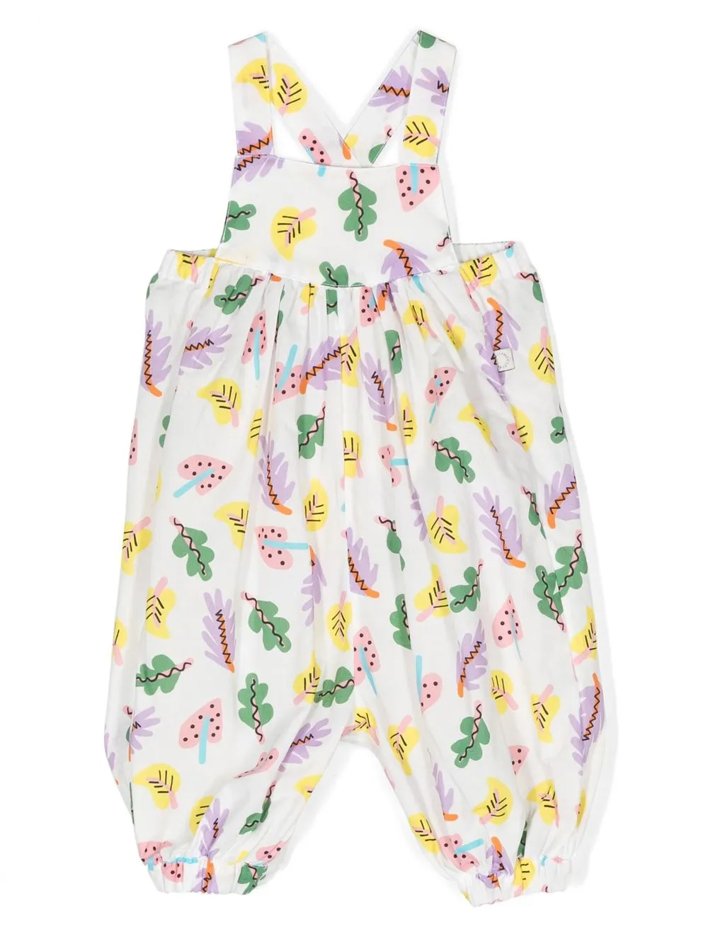 

Stella McCartney Kids leaf-print cotton dungarees - White
