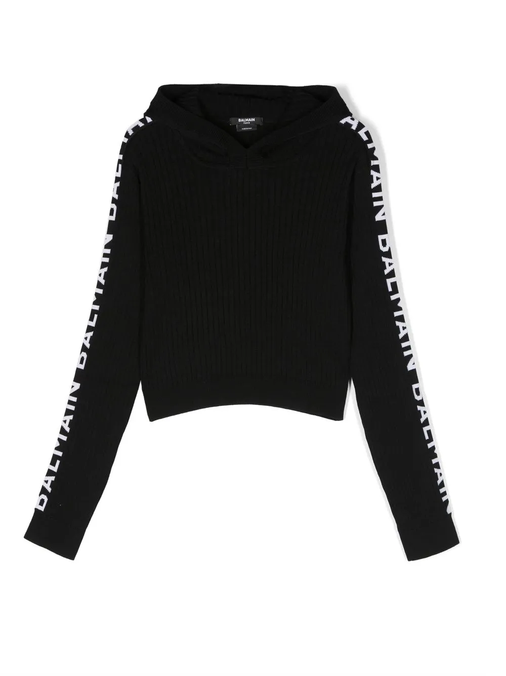 

Balmain Kids ribbed logo-knit cotton hoodie - Black