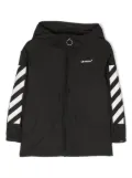 Off-White Kids logo print rain jacket - Black