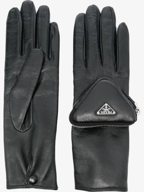 Prada zip-pocket leather gloves