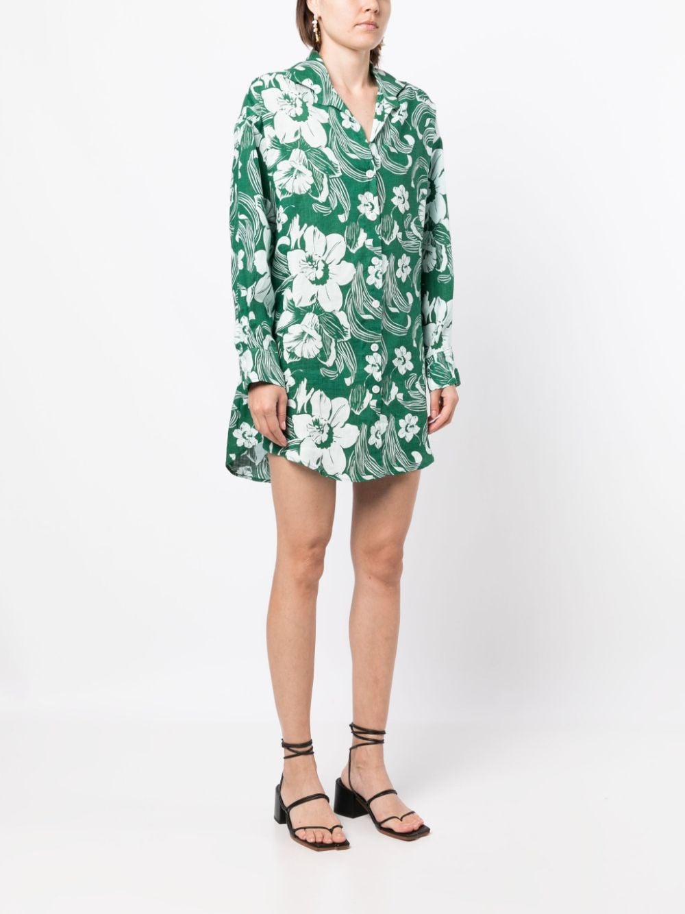 Shop Faithfull The Brand Tortuga Floral-print Shirt Dress In Grün