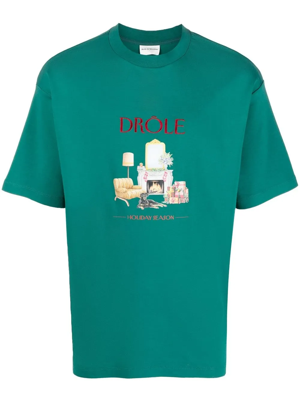 

Drôle De Monsieur logo-print cotton T-shirt - Green