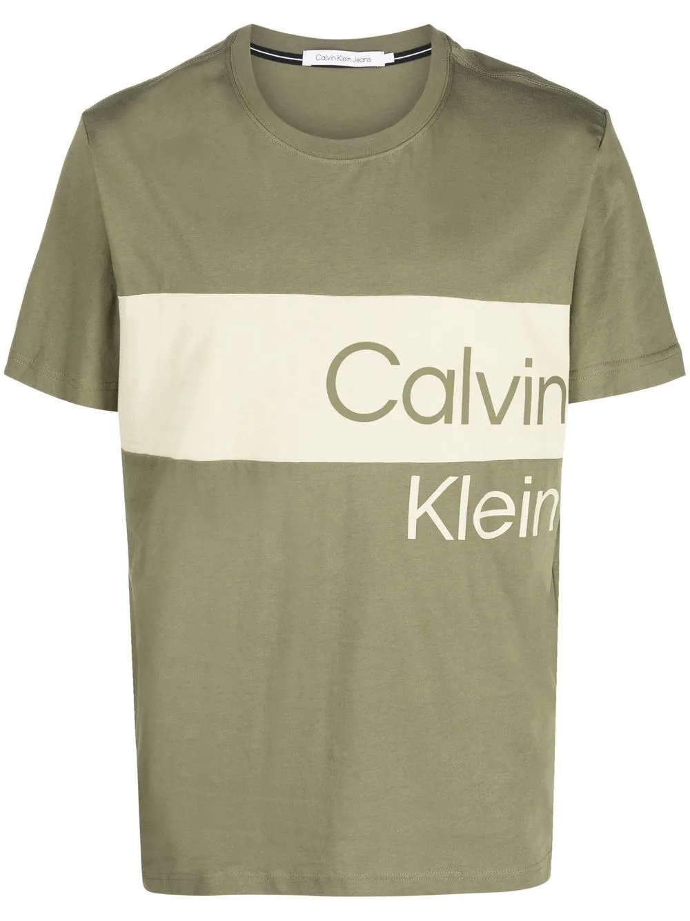 

Calvin Klein Jeans logo-print colour-block T-shirt - Green