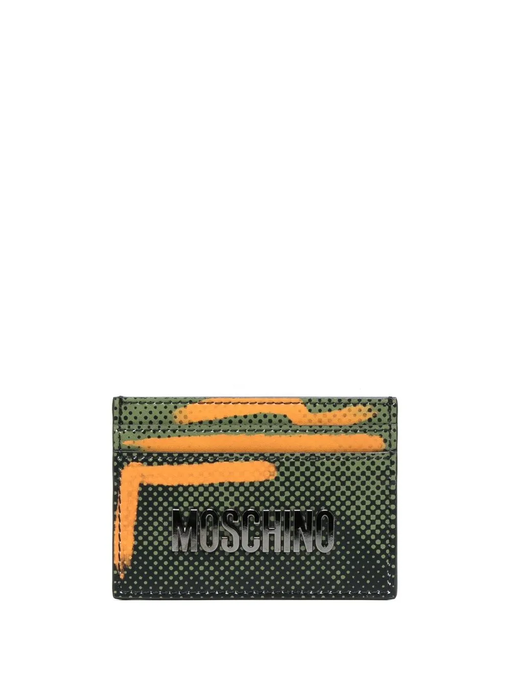 

Moschino logo-engraved cardholder - Green