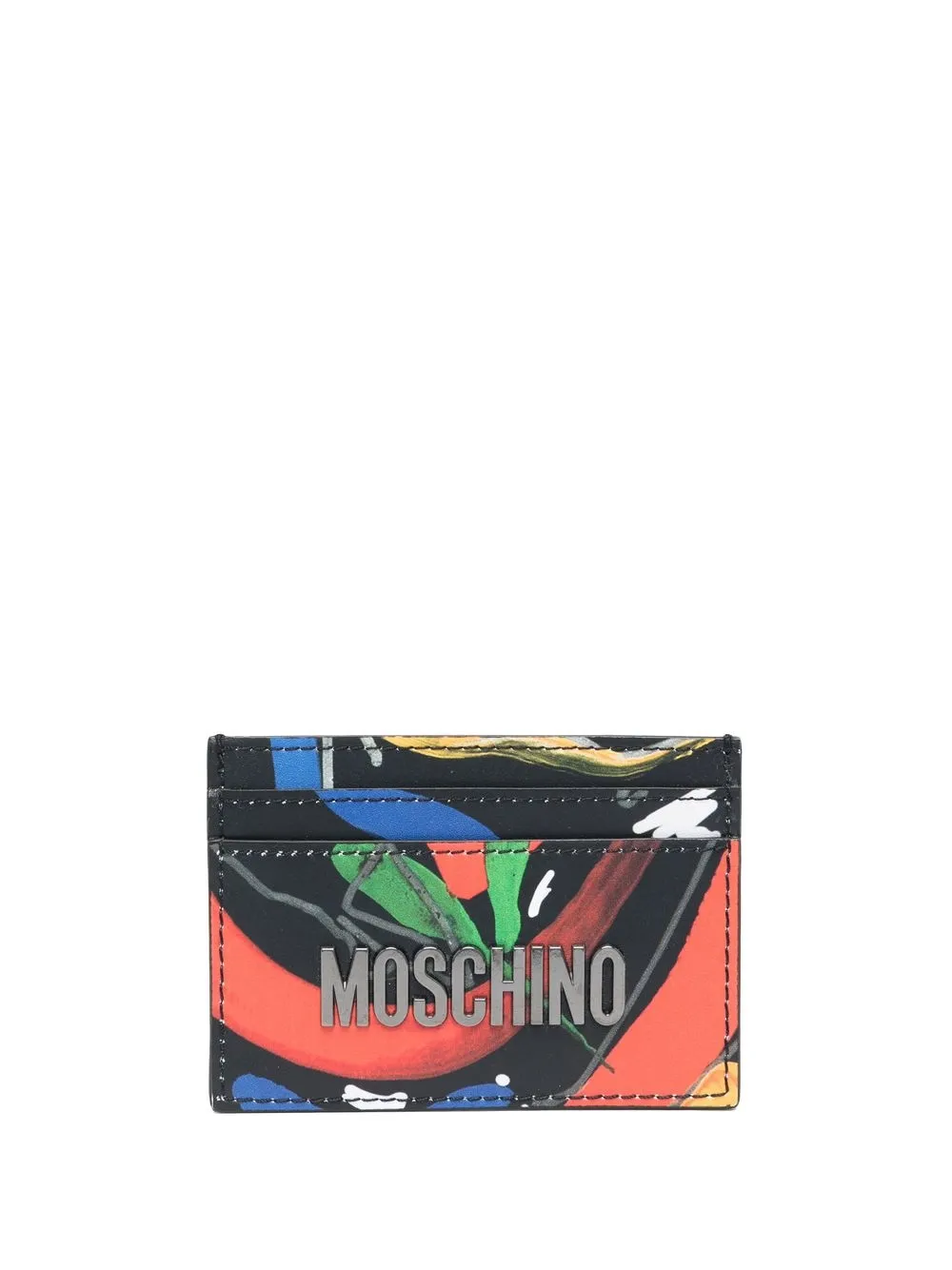 

Moschino logo-plaque leather cardholder - Black