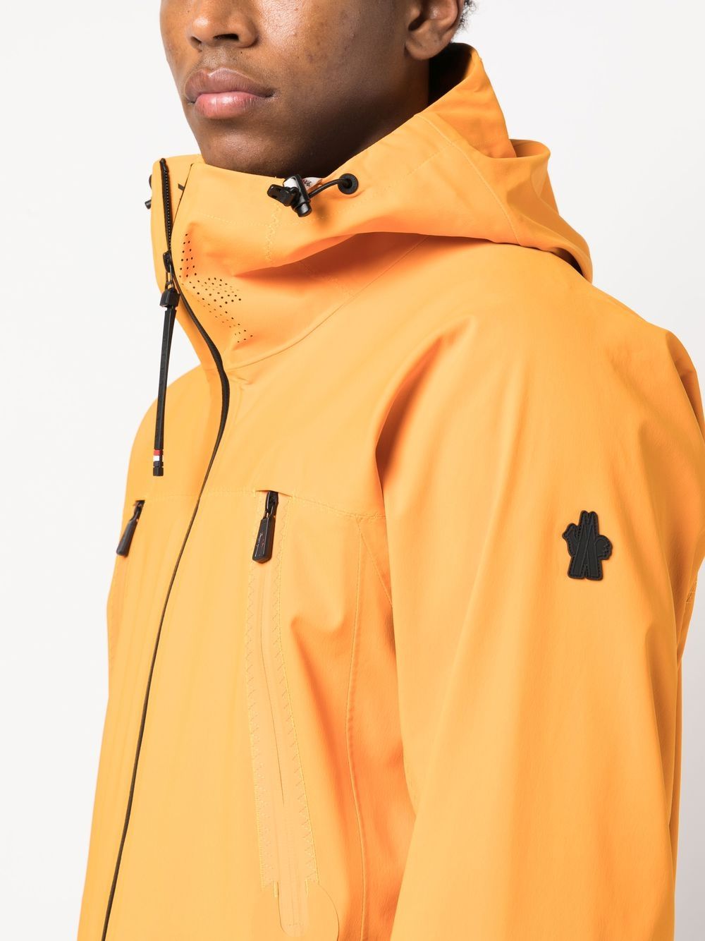 Shop Moncler Zip-up Hooded Jacket In Orange