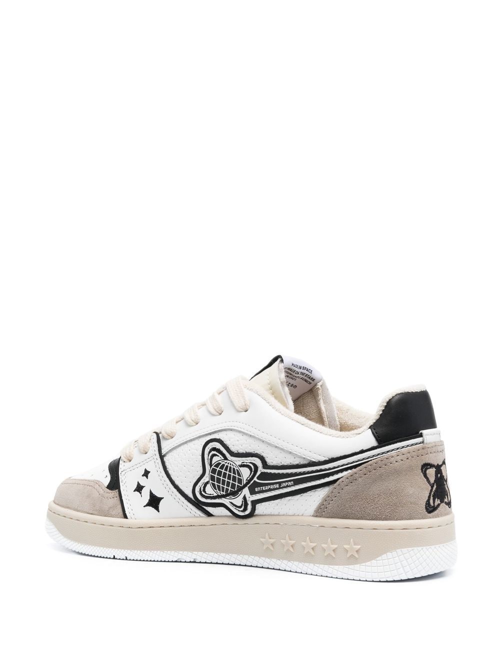 Shop Enterprise Japan Planet Lace-up Leather Sneakers In White