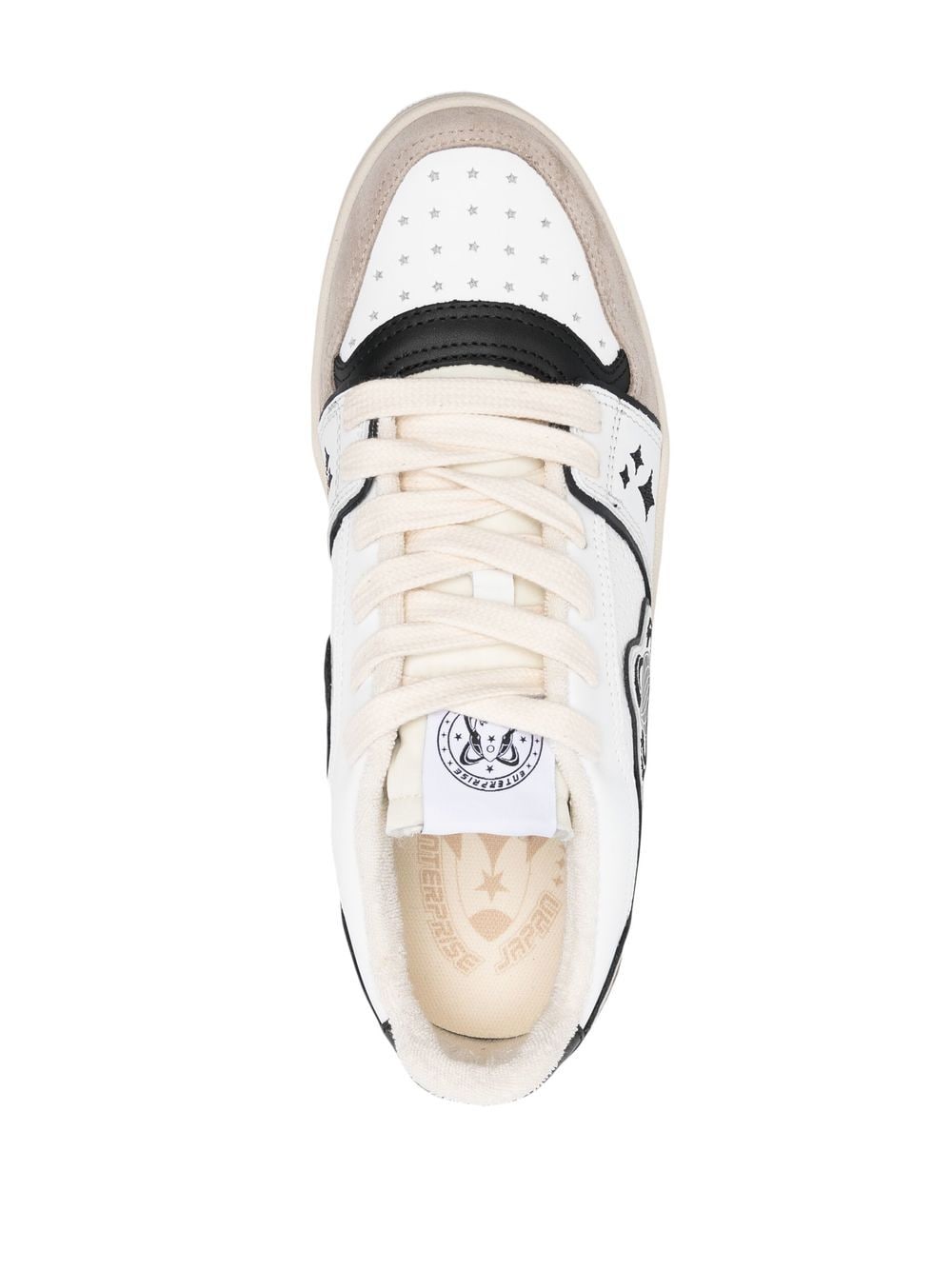 Shop Enterprise Japan Planet Lace-up Leather Sneakers In White