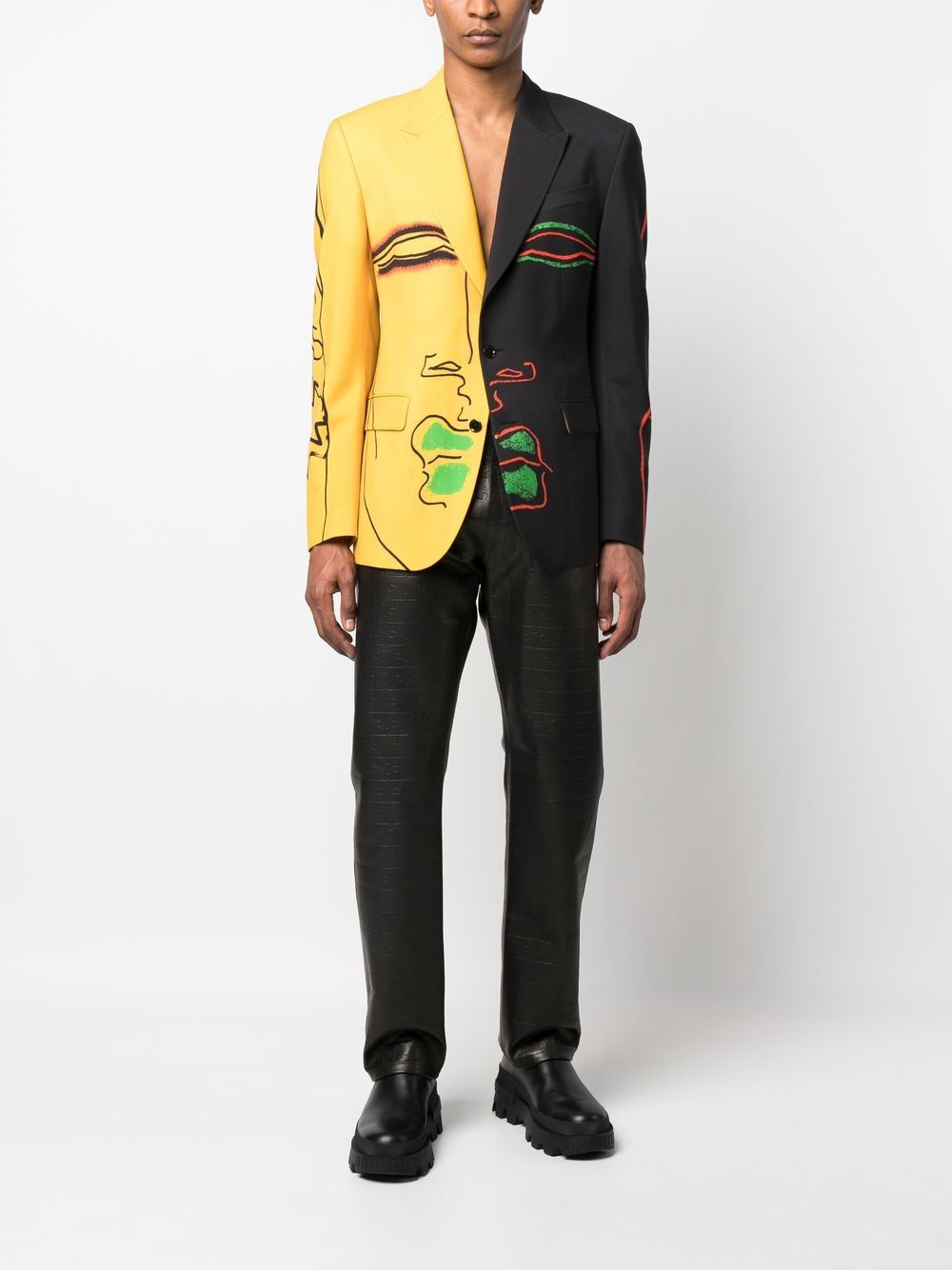 Moschino Blazer met colourblocking - Zwart